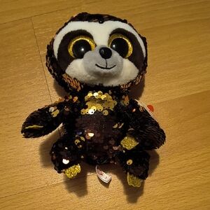 NWT Ty Flippables | Dangler The Sequin Sloth Stuffed Animal - Black and Gold